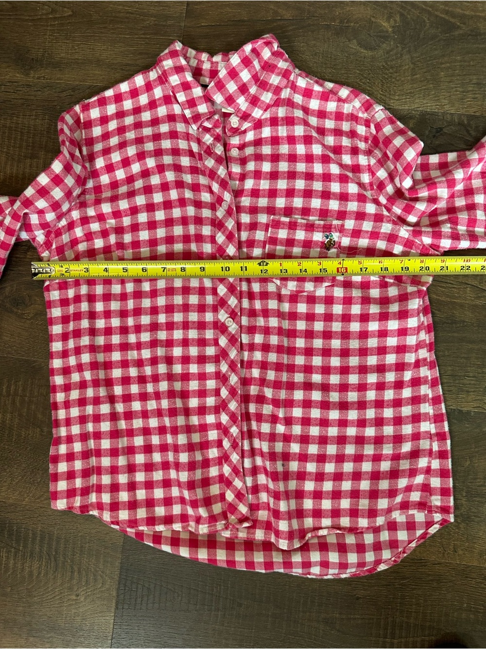 U.S. Polo Assn. Pink White Gingham Button Front Shirt Women’s Large 100% Cotton - Picture 6 of 8